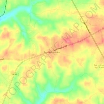 Mappa topografica Bon Aqua Junction, altitudine, rilievo