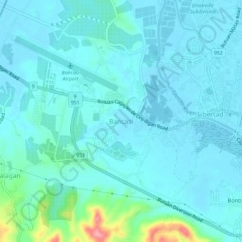 Mappa topografica Bancasi, altitudine, rilievo