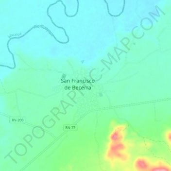 Mappa topografica San Francisco de Becerra, altitudine, rilievo
