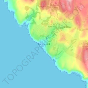 Mappa topografica Portpatrick, altitudine, rilievo