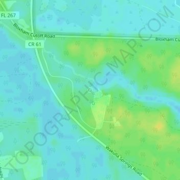 Mappa topografica Wakulla Spring, altitudine, rilievo