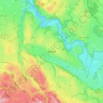 Mappa topografica Altusried, altitudine, rilievo