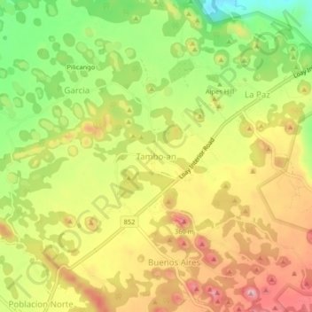 Mappa topografica Tambo-an, altitudine, rilievo