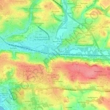 Mappa topografica L'Eau Blanche, altitudine, rilievo