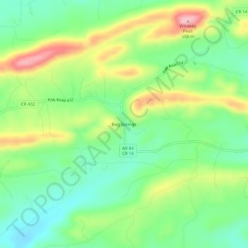 Mappa topografica Bog Springs, altitudine, rilievo