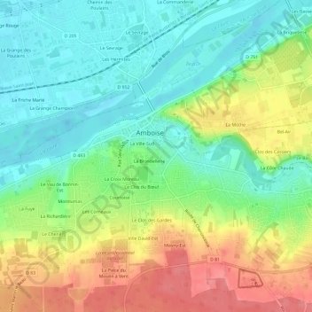 Mappa topografica La Marnière, altitudine, rilievo