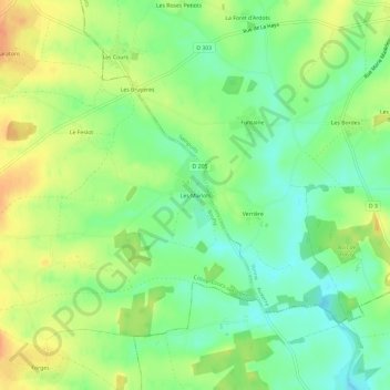 Mappa topografica Les Marlots, altitudine, rilievo