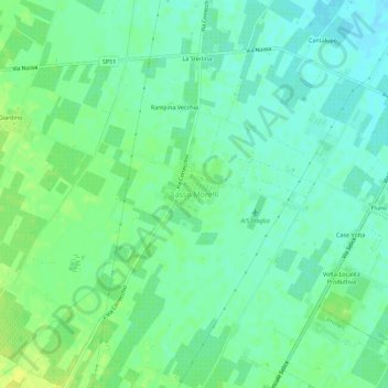 Mappa topografica Sasso Morelli, altitudine, rilievo