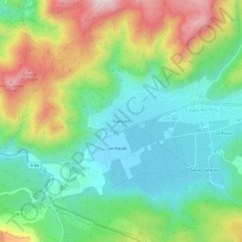 Mappa topografica Puyricard, altitudine, rilievo