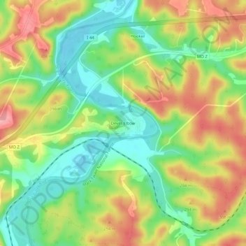 Mappa topografica Devils Elbow, altitudine, rilievo