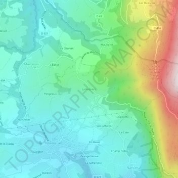 Mappa topografica La Rossière, altitudine, rilievo
