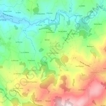 Mappa topografica La Marthaudière, altitudine, rilievo