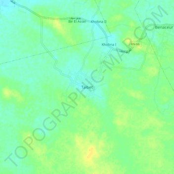Mappa topografica Taïbet, altitudine, rilievo