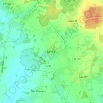 Mappa topografica Benkel, altitudine, rilievo