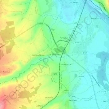 Mappa topografica Les Bancheraux, altitudine, rilievo