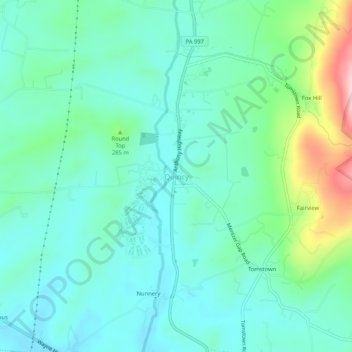 Mappa topografica Quincy, altitudine, rilievo