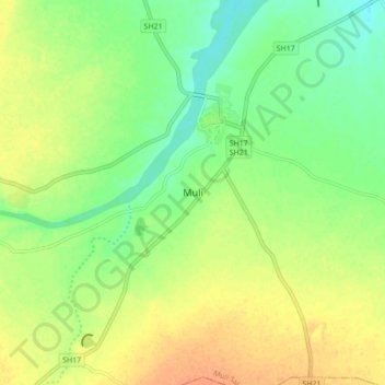 Mappa topografica Muli, altitudine, rilievo