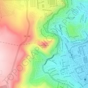Mappa topografica Cerro Azoguine, altitudine, rilievo