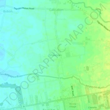Mappa topografica Tiniwisan, altitudine, rilievo