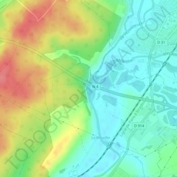 Mappa topografica Vers Saint-Anne, altitudine, rilievo