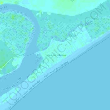 Mappa topografica Barra do Ribeira, altitudine, rilievo