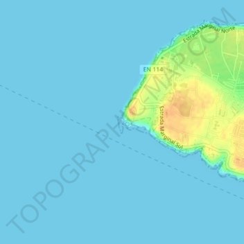 Mappa topografica Cabo Carvoeiro, altitudine, rilievo