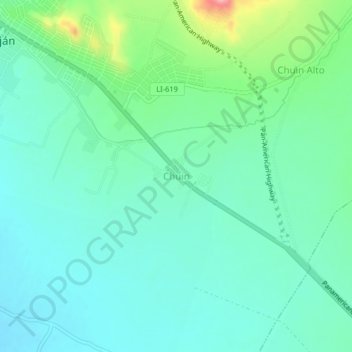 Mappa topografica Chuin, altitudine, rilievo