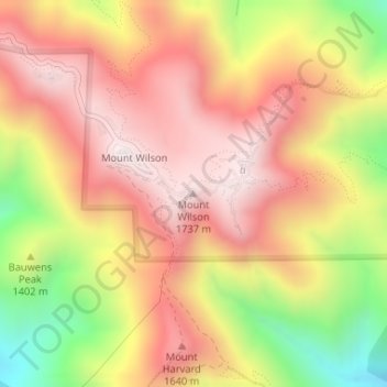 Mappa topografica Mount Wilson, altitudine, rilievo