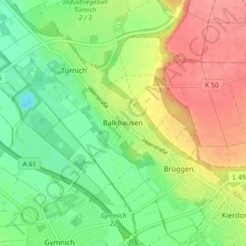 Mappa topografica Balkhausen, altitudine, rilievo