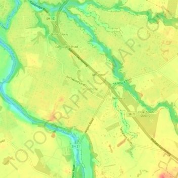 Mappa topografica Tamahere, altitudine, rilievo