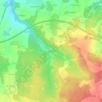 Mappa topografica Aiguevives, altitudine, rilievo