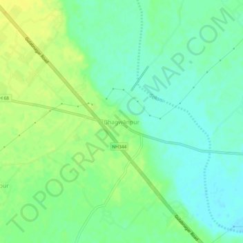 Mappa topografica Bhagwānpur, altitudine, rilievo
