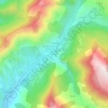Mappa topografica Le Moulin, altitudine, rilievo