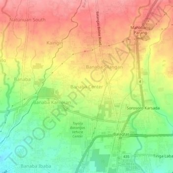 Mappa topografica Banaba Center, altitudine, rilievo