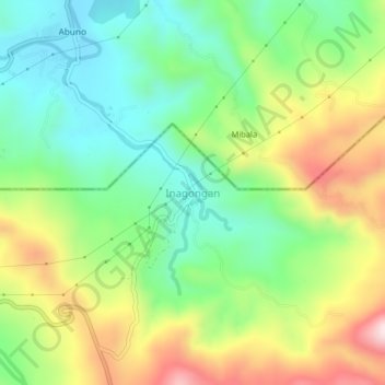 Mappa topografica Inagongan, altitudine, rilievo