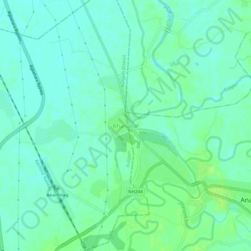 Mappa topografica Khanabal, altitudine, rilievo