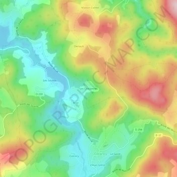 Mappa topografica Les Chevannes, altitudine, rilievo