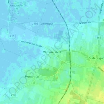 Mappa topografica Wimmersbüll, altitudine, rilievo