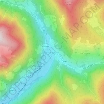 Mappa topografica Ebene Reichenau, altitudine, rilievo