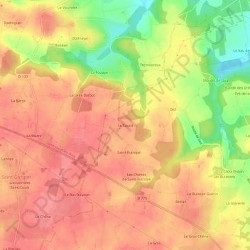 Mappa topografica Le Sourd, altitudine, rilievo