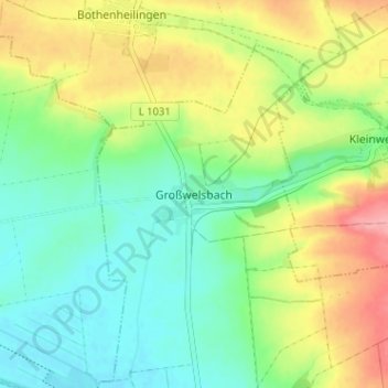 Mappa topografica Großwelsbach, altitudine, rilievo