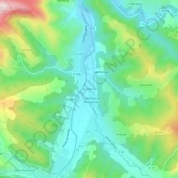 Mappa topografica Vic d'Oust, altitudine, rilievo