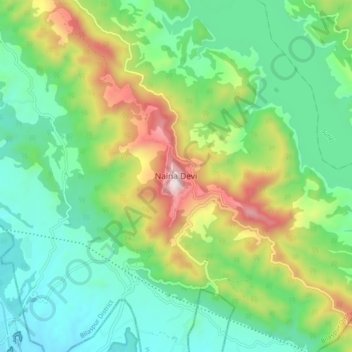 Mappa topografica Naina Devi, altitudine, rilievo