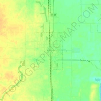 Mappa topografica Elkville, altitudine, rilievo