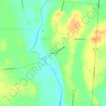 Mappa topografica Logansville, altitudine, rilievo