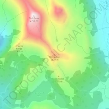 Mappa topografica The Nublet, altitudine, rilievo