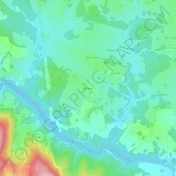 Mappa topografica Jalinoux, altitudine, rilievo