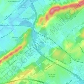 Mappa topografica Dante, altitudine, rilievo