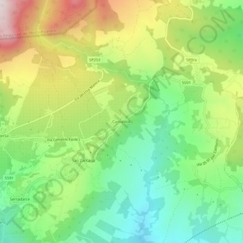 Mappa topografica Camaldoli, altitudine, rilievo