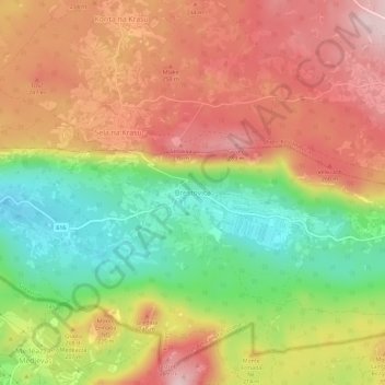 Mappa topografica Brestovica, altitudine, rilievo